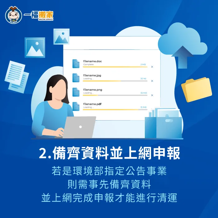 事業應備齊資料,並完成上網申報與提交廢棄物清運計劃書,完成申報並核准後才能清運 清運前需事先完成上網申報-事業廢棄物 清運
