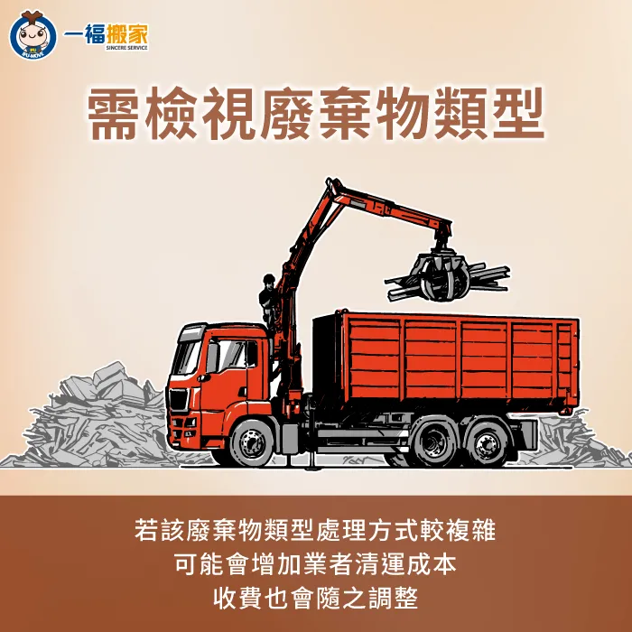 需檢視廢棄物類型與處理方式複雜與否-夾子車清運費用